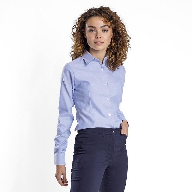 Camisa Oxford de manga larga para mujer, modelo 115L, para uniformes de hostelería